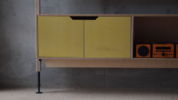 RAW Studios plywood furniture systems living space storage cupboard -